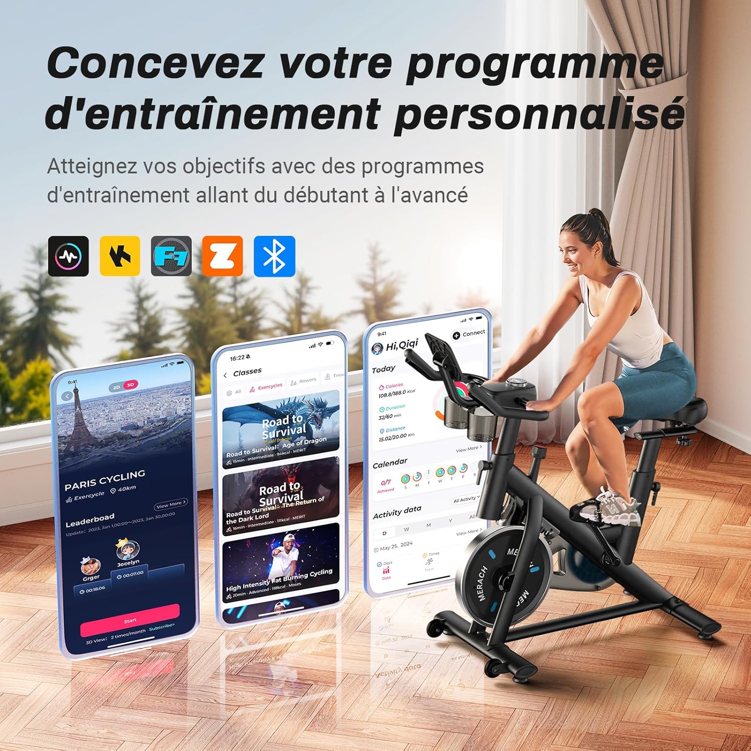 Vélo d'appartement Connecté
